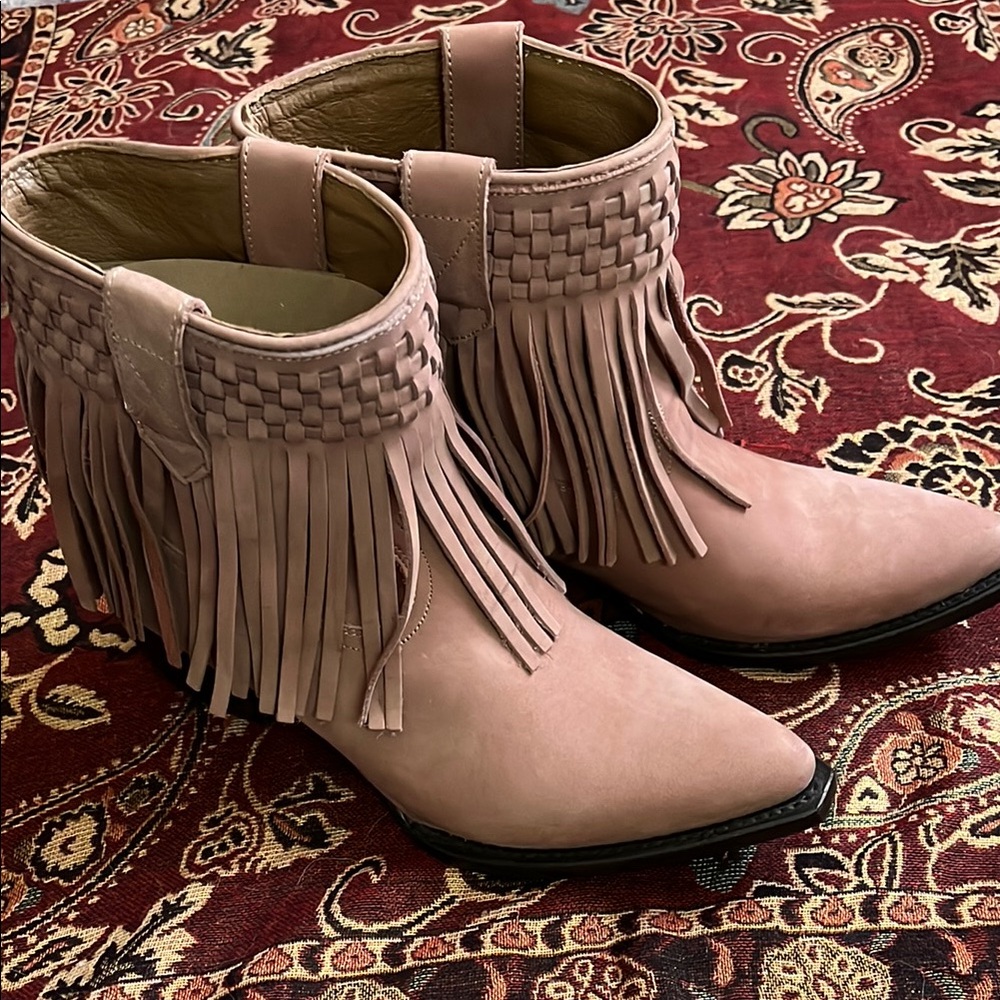 Frye Blush Fringe Ankle Booties